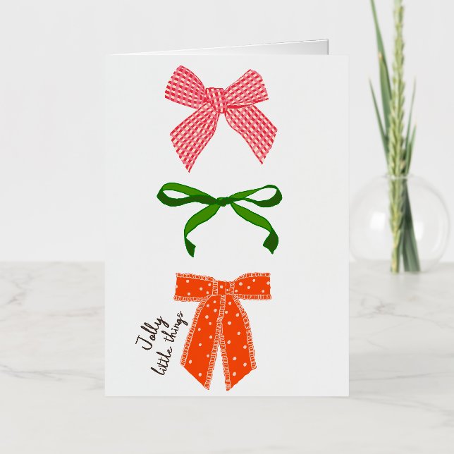 Bow Jolly Little Things Christmas  Foil Holiday Card (Front)