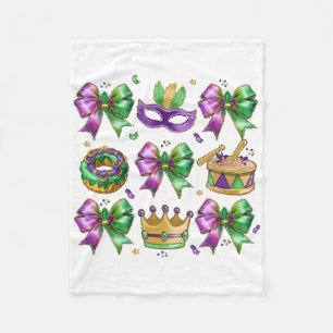 Bow King Cake Crown Mask Drum Mardi Gras Costume Fleece Blanket