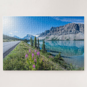 Bow Lake Banff Canadian Rockies Reflections Jigsaw Puzzle