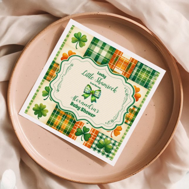 Bow Lucky Little Shamrock Baby Shower Napkin (Creator Uploaded)