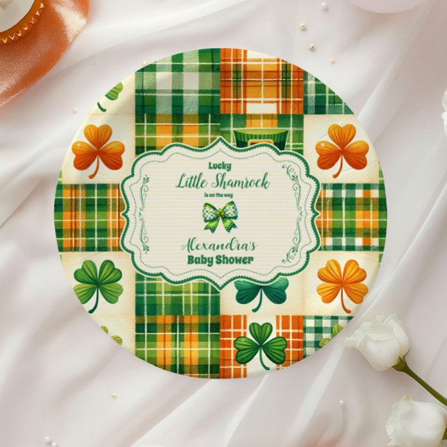 Bow Lucky Little Shamrock Baby Shower Paper Plate (Creator Uploaded)