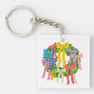 Bow Merry And Bright Christmas Key Ring
