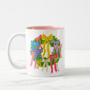 Bow Merry And Bright Christmas Two-Tone Coffee Mug