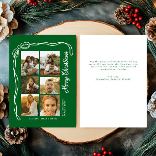 Bow Merry Christmas Family 6 Photos Holiday Card
