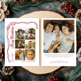 Bow Merry Christmas Family 7 Photos Holiday Card