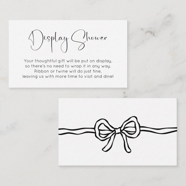 Bow Modern Script Bridal Shower Display Shower Enclosure Card (Front/Back)