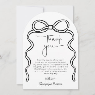 Bow Modern Script Bridal Shower Thank You Card