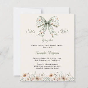 Bow neutral floral ivory Bridal Shower invitation