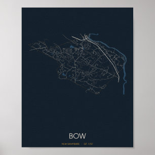 Bow New Hampshire Street Map Poster (Night)