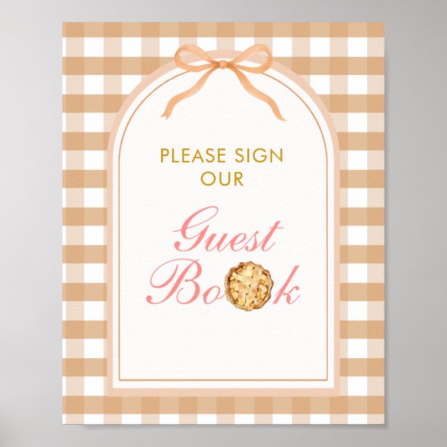 Bow Our Little Cutie Pie Guest Book Gingham Fall (Front)