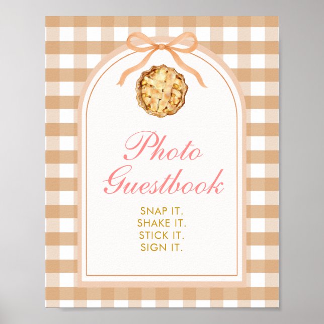 Bow Our Little Cutie Pie Photo Book Gingham Fall Poster (Front)