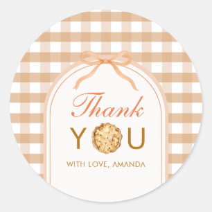 Bow Our Little Cutie Pie Thank You Gingham Fall Classic Round Sticker