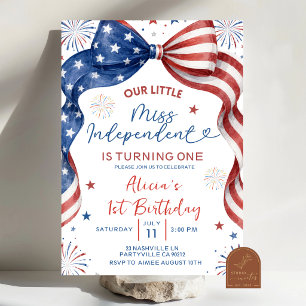 Bow Our Miss Independent Birthday Invitation