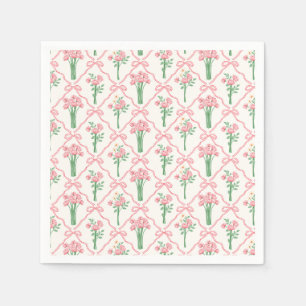 Bow Paper Napkins, Pink Floral Party Napkin