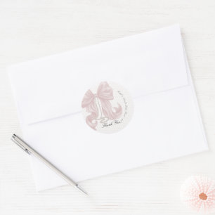Bow Pearl Girl Baby Shower  Classic Round Sticker
