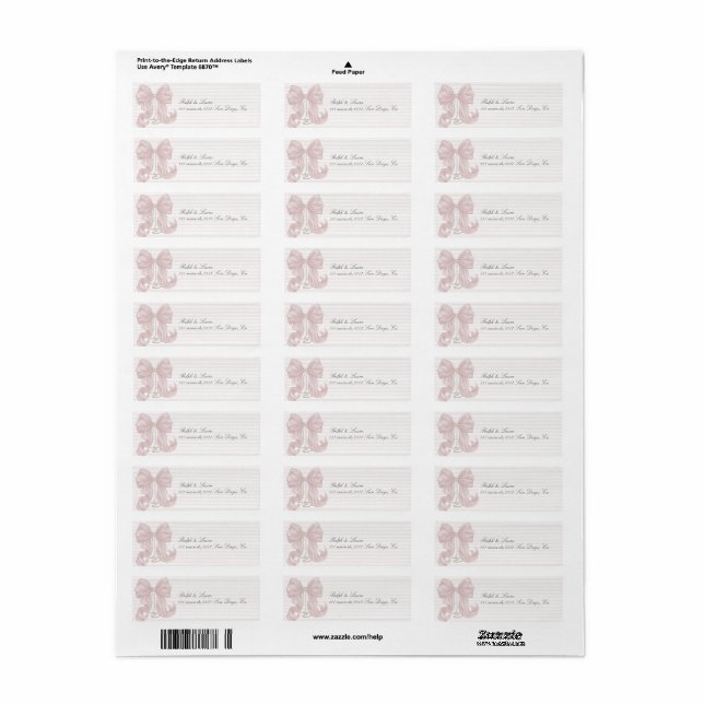 Bow Pearl Girl Baby Shower  Return Address Label (Full Sheet)