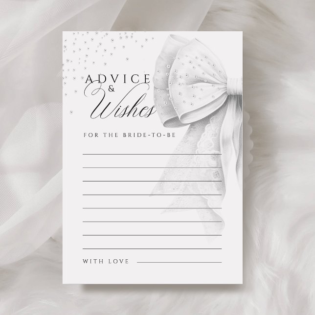 Bow Pearls Advice & Wishes Bridal Shower Card (Creator Uploaded)