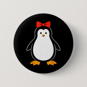 Bow Penguin Costume Girls Shirt Funny Kids 6 Cm Round Badge