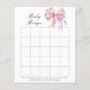 Bow Pink Baby shower bingo game