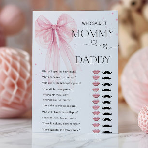 Bow Pink  Baby Shower Games personalise 