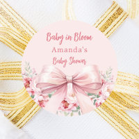 Bow pink flowers bloom Baby Shower