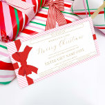 Bow Pink StripeMerry Christmas Gift Voucher Card<br><div class="desc">This CHristmas gift voucher design features a bow gift tag design. All of the text is fully editable. For more advanced customisation of this design,  simply select the "Customise It" button above.</div>