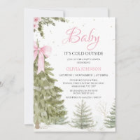 Bow Pink Tree Baby It's Cold Baby Shower