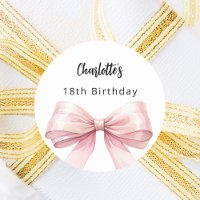Bow pink white elegant Birthday