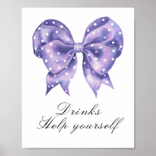 bow polka dot baby shower - drinks poster