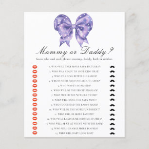 Bow polka dot baby shower - mummy or daddy game