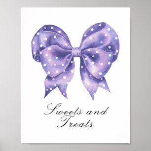 bow polka dot baby shower - sweets treats poster
