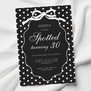 Bow Polka Dot Spotted Turning 30th Birthday Party Invitation
