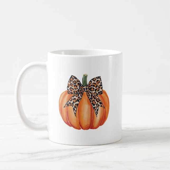 bow pumpkin fall coffee mug (Left)