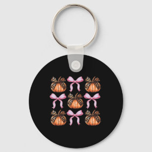 Bow Pumpkin Halloween Women Skeleton Spooky Season Key Ring