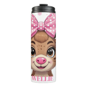 Bow Reindeer Christmas Girls Personalized Tumbler
