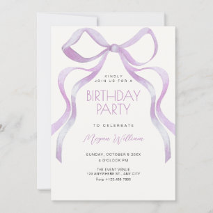 Bow ribbon birthday invitation