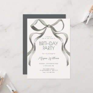 Bow ribbon birthday invitation