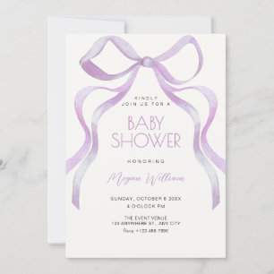 Bow ribbon bridal shower invitation