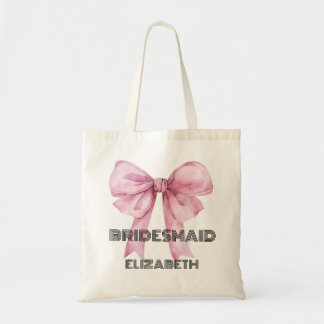 Bow Ribbon Elegant Personalised Bridesmaid girly  Tote Bag