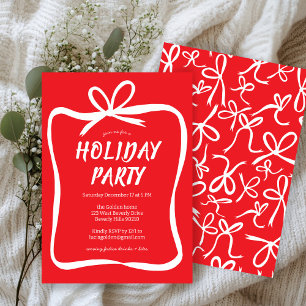 Bow Ribbon Frame Holiday Christmas Party CUSTOM  Invitation