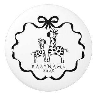 Bow Ribbon Giraffe Nursery Baby Ceramic Knob