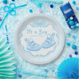 Bow Ribbon Its a  Boy Paper Plate