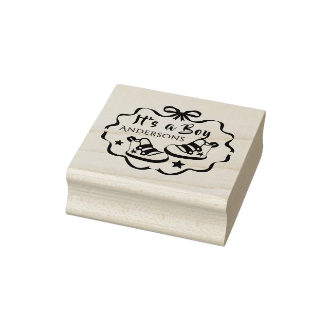Bow Ribbon Its a Boy  Rubber Stamp (Stamp)