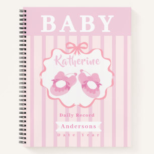Bow Ribbon Its a Girl Baby Daily Record Notebook