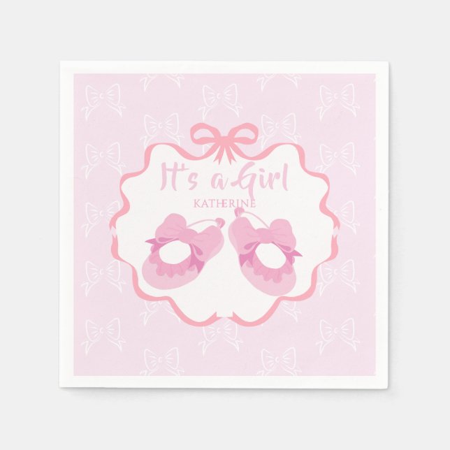 Bow Ribbon Its a Girl  Napkin (Front)