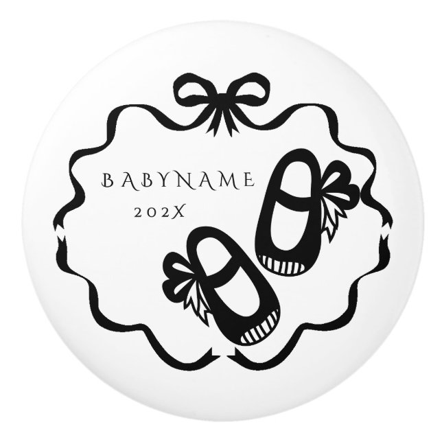 Bow Ribbon Nursery Baby Girl Ceramic Knob (Front)