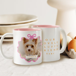 Bow Ribbon Pet Memory Photo Pink Two-Tone Coffee Mug