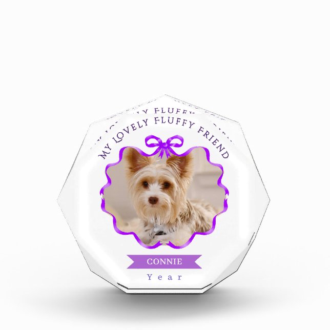 Bow Ribbon Pet Memory Photo Purple Block (Front)