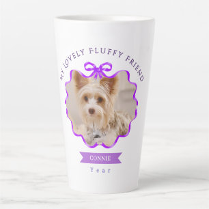 Bow Ribbon Pet Memory Photo Purple Latte Mug