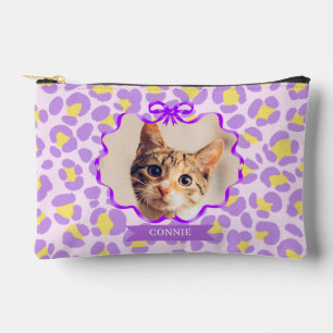 Bow Ribbon Pet Photo Purple Accessory Pouch
